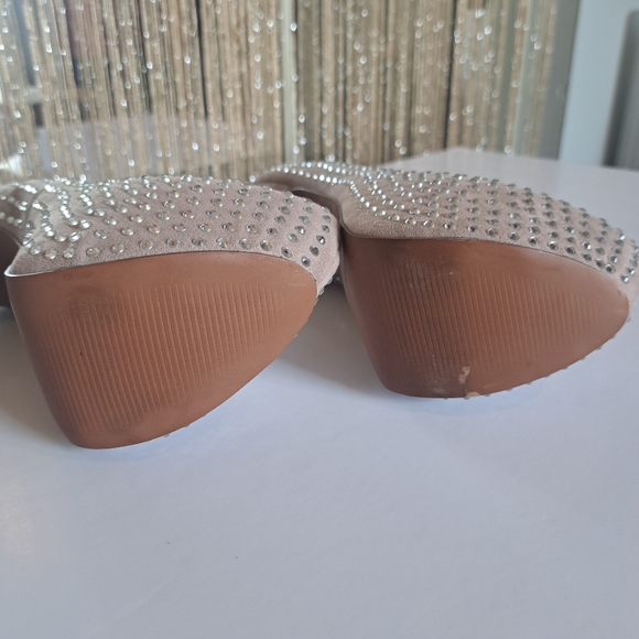 Sze 7 womens Heels, Steve Madden, hidden platforms, Champagne, rhinestones - Picture 10 of 12
